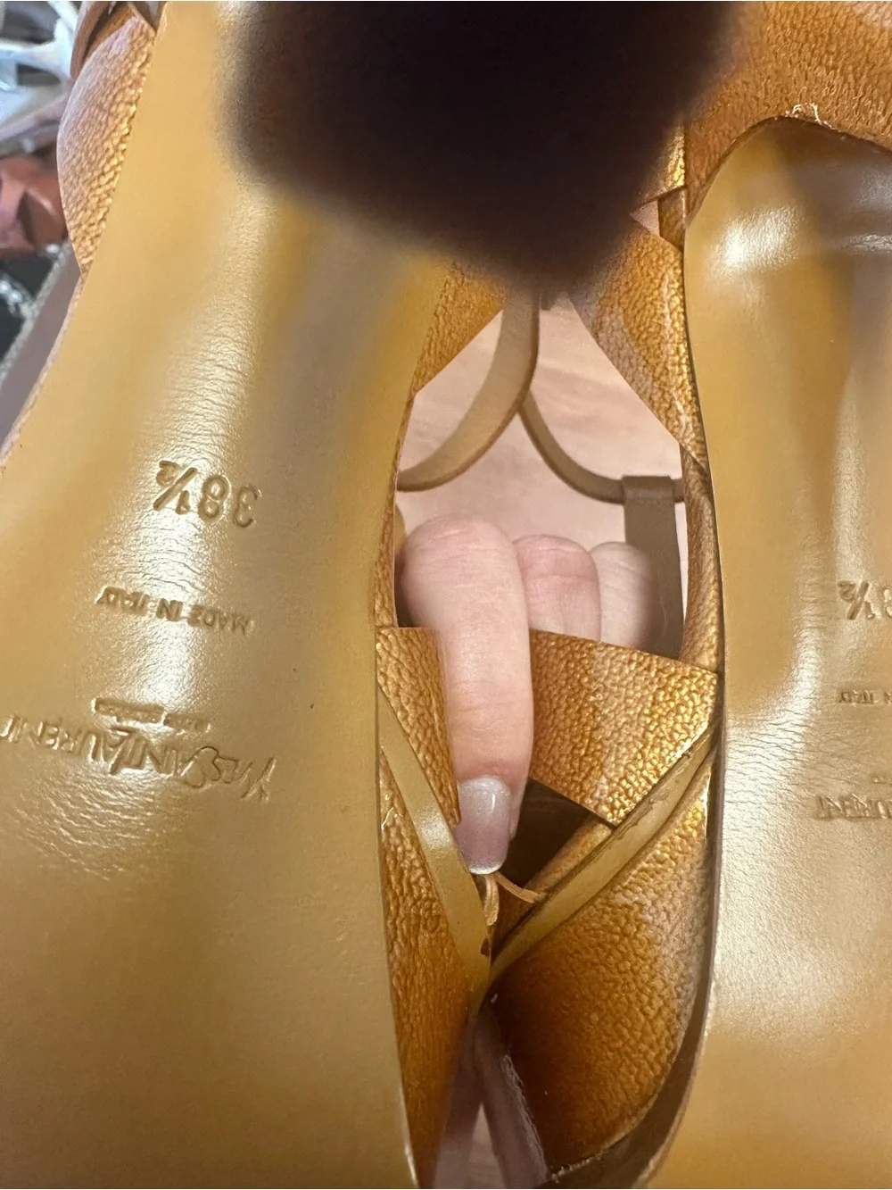 Yves Saint Laurent Metallic orange bronze  Platform Stiletto Sandals